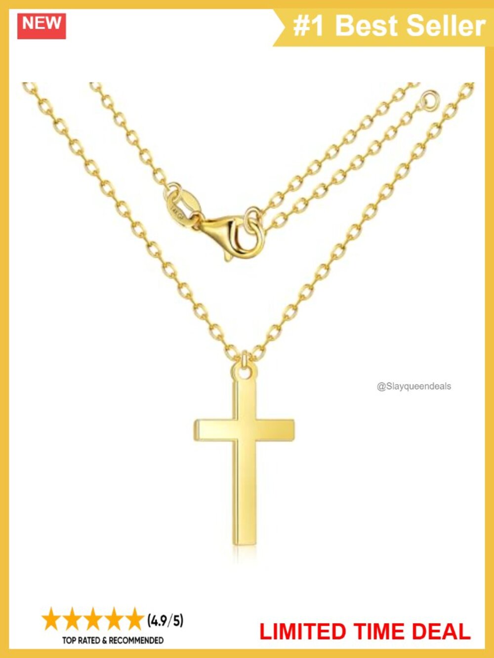 14K Gold Filled Cross Necklace CZ Pendant 18in